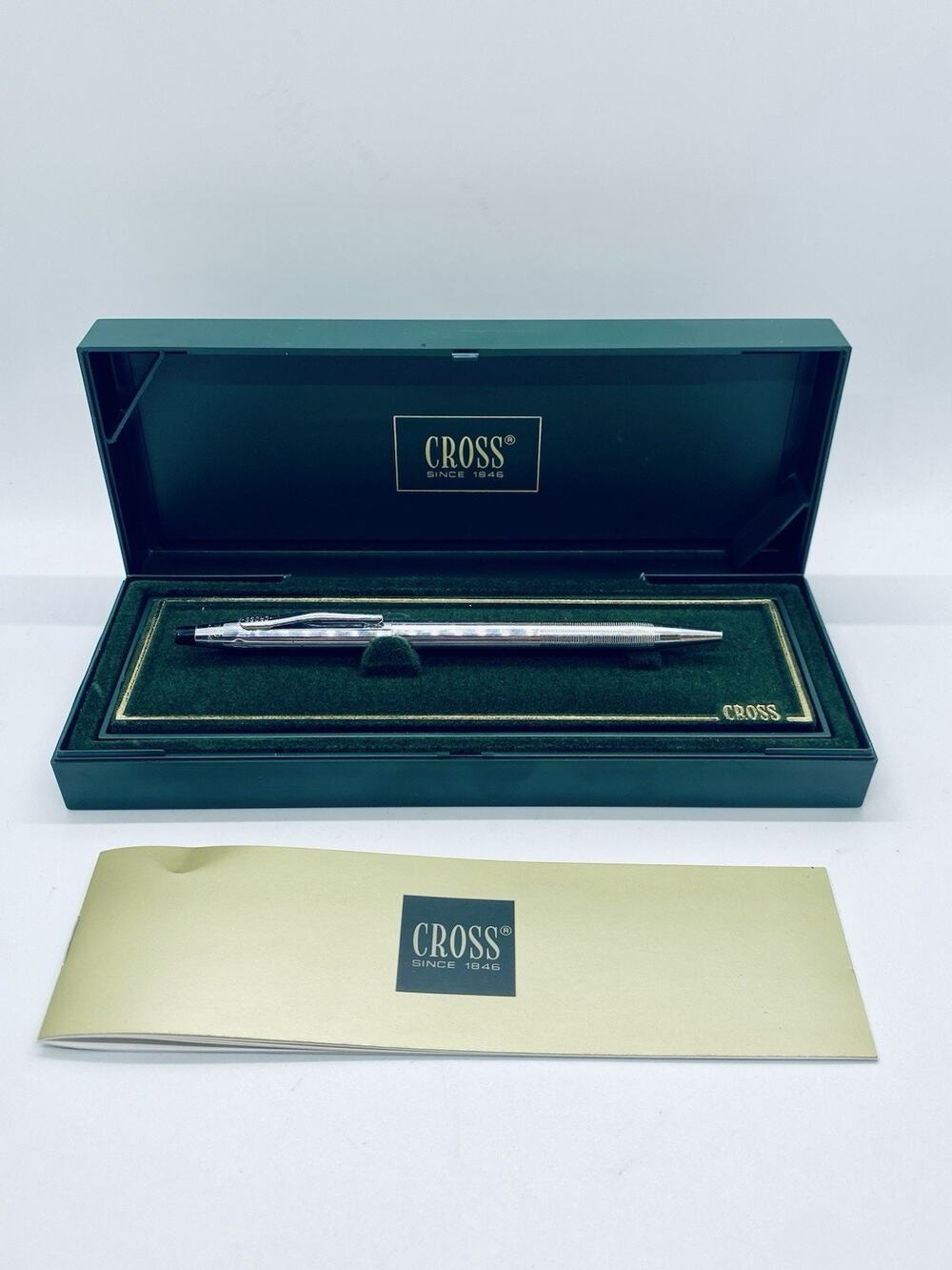 Vtg Silver Chrome Cross Classic Century Ballpoint Pen w/ Box Blue Ink Works